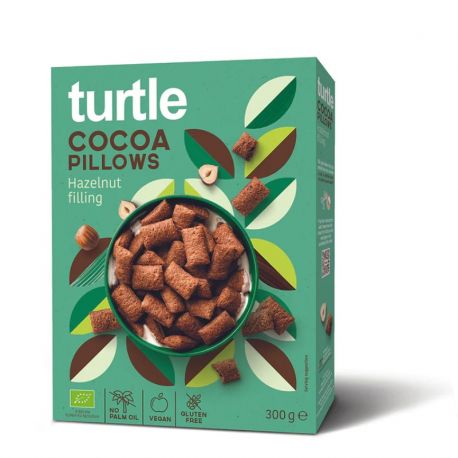 TURTLE COCOA PILLOWS WITH HAZELNUT FILLING BIO+GF