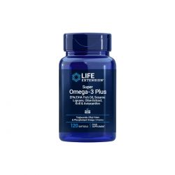 LIFE EXTENSION SUPER OMEGA-3 PLUS EPA/DHA FISH OIL, SESAMO ,OLIVE ,KRILL & ASTAXANTHIN 120 PERLAS