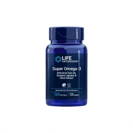 LIFE EXTENSION SUPER OMEGA-3 PLUS EPA/DHA FISH OIL, SESAMO ,OLIVE 120 PERLAS