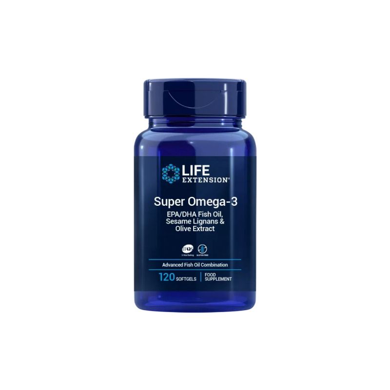 LIFE EXTENSION SUPER OMEGA-3 PLUS EPA/DHA FISH OIL, SESAMO ,OLIVE 120 PERLAS