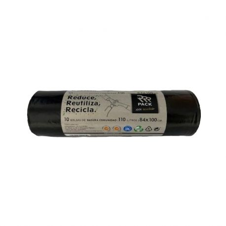 RRR PACK BOL.BASURA RECICLADA NEGRA 100 L 10UDS COMUNIDAD
