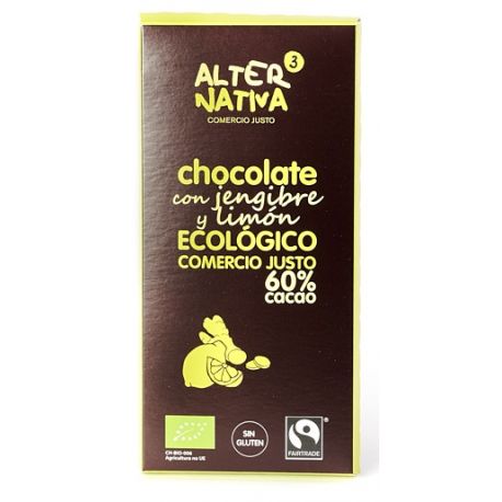 ALTERNATIVA CHOCOLATE 60% CACAO CON JENGIBRE Y LIMON BIO-FT 80 G